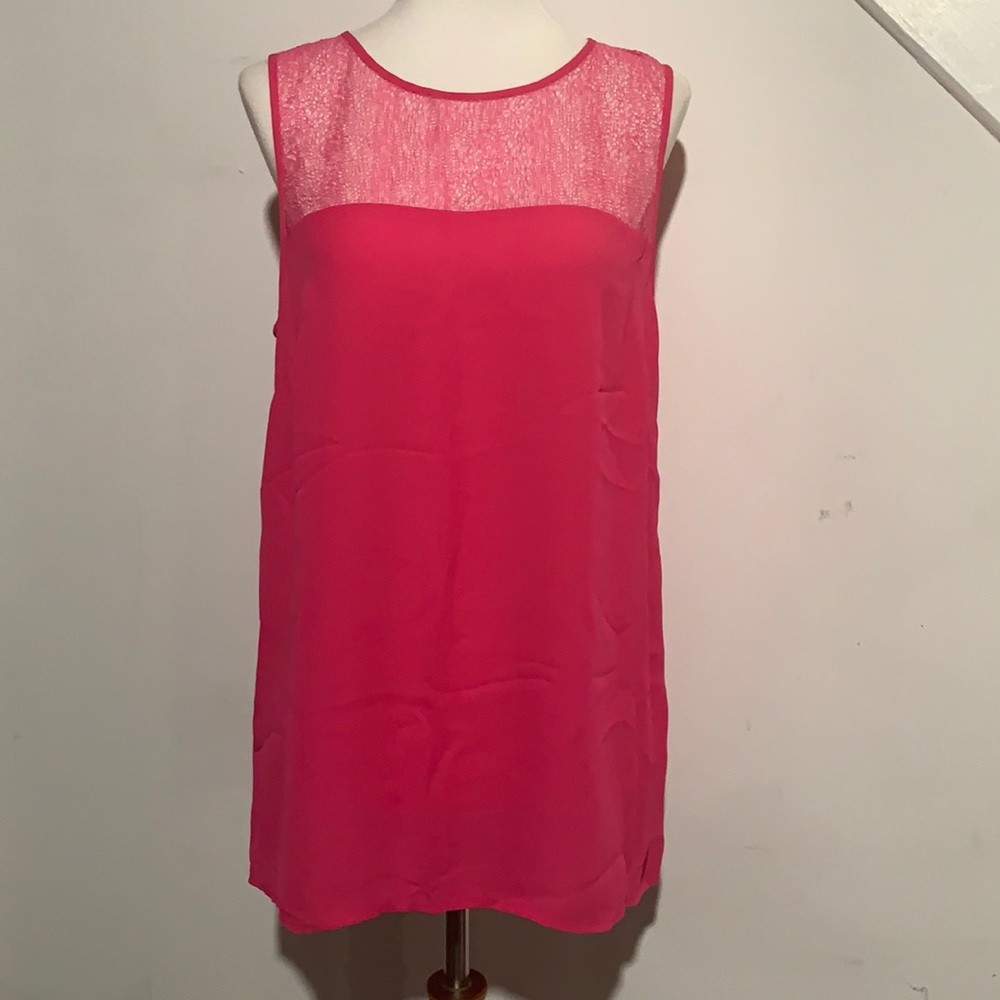 Halogen hot pink tank mesh sleeveless top blouse